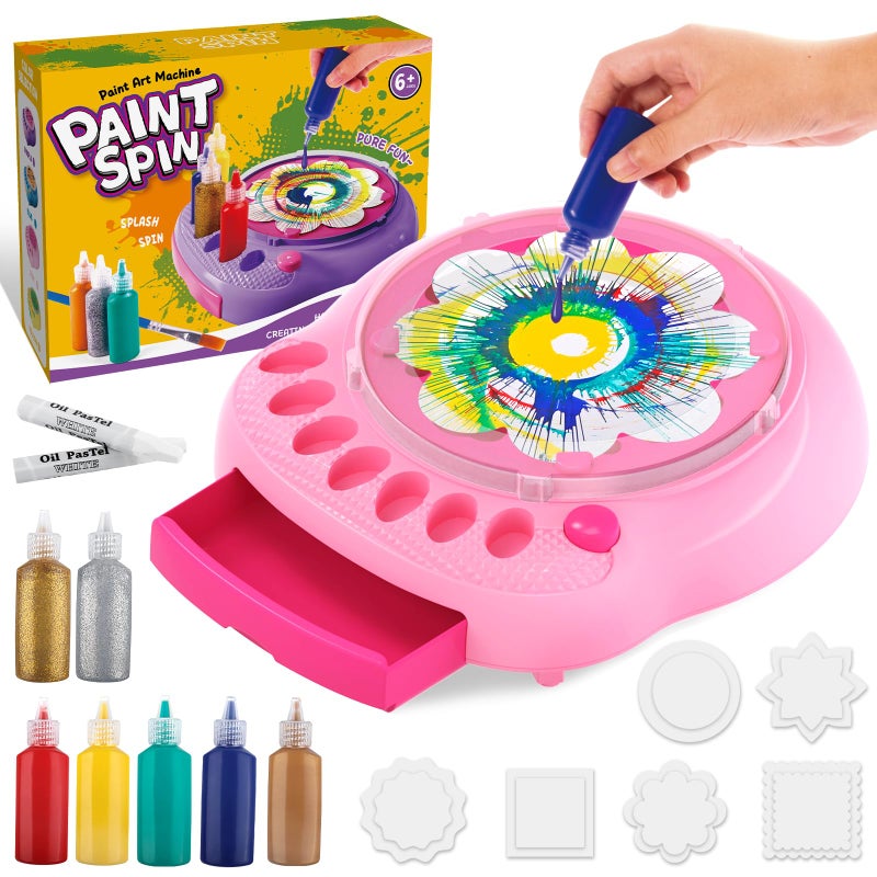 TingingYuli Arts and Crafts for Kids Ages 4-8 Paint Spin Art Machine Kit Art Craft Set for 6-9 Year Old Cool Painting Spinner Toys Kits Set Art Supplies Birthday Gifts for Boy Girl Ages 6 7 8 9 10 11 12 Pink - Image 1